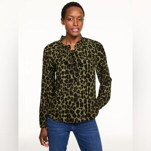 Talbots Tie Neck Top - Opulent Ocelot